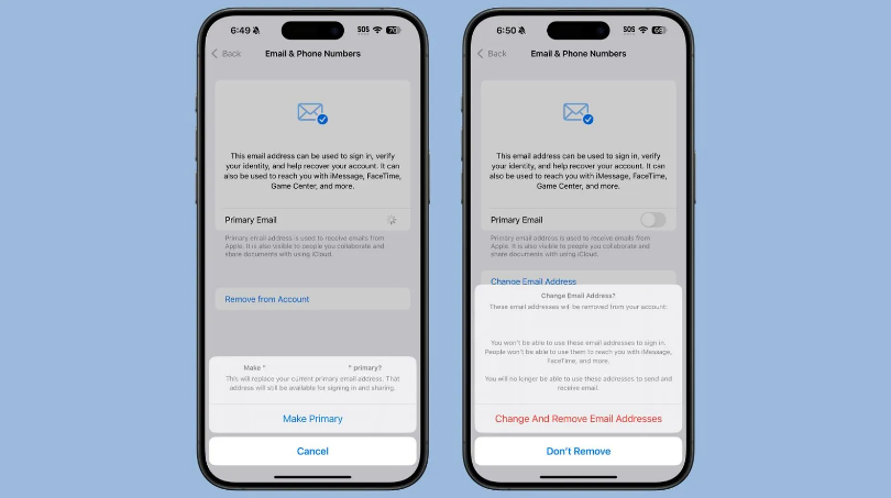 定远苹果手机维修分享苹果 iOS 18.1 支持设置“主要”邮箱地址并更改 iCloud 邮箱 