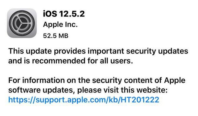 定远苹果手机维修分享iOS12.5.2发布，建议所有老苹果用户安装 